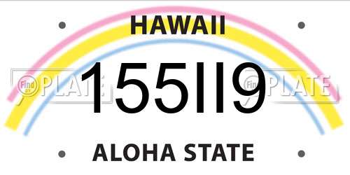 155II9 Hawaii License Plate