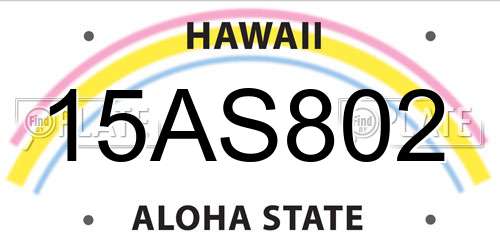 15AS802 Hawaii License Plate