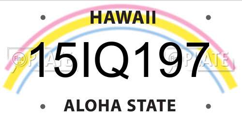 15IQ197 Hawaii License Plate