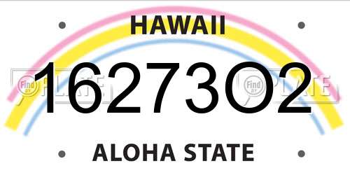 16273O2 Hawaii License Plate