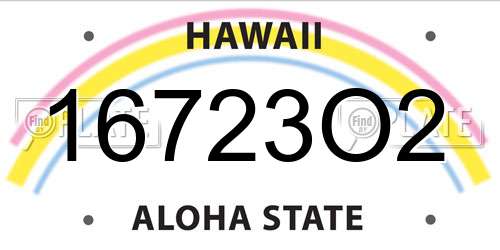 16723O2 Hawaii License Plate