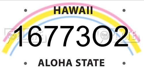 16773O2 Hawaii License Plate