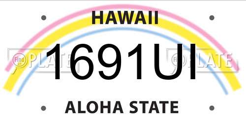 1691UI Hawaii License Plate