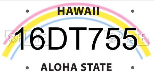 16DT755 Hawaii License Plate