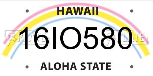 16IO580 Hawaii License Plate