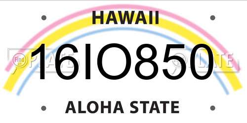16IO850 Hawaii License Plate