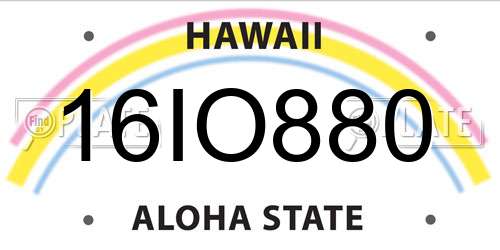 16IO880 Hawaii License Plate