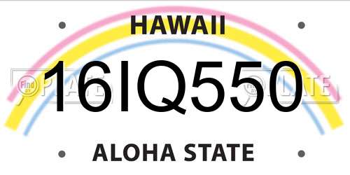 16IQ550 Hawaii License Plate