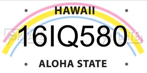16IQ580 Hawaii License Plate