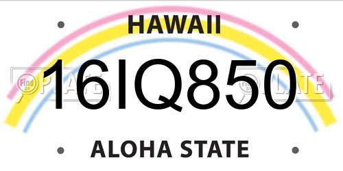 16IQ850 Hawaii License Plate