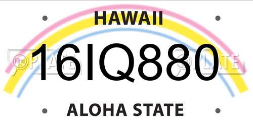 16IQ880 Hawaii License Plate
