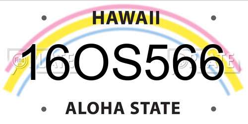 16OS566 Hawaii License Plate