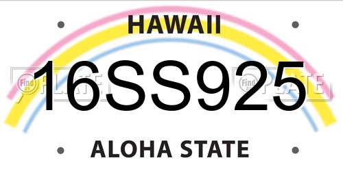 16SS925 Hawaii License Plate