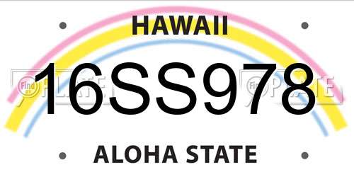 16SS978 Hawaii License Plate