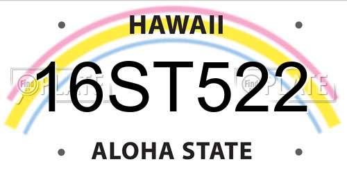 16ST522 Hawaii License Plate