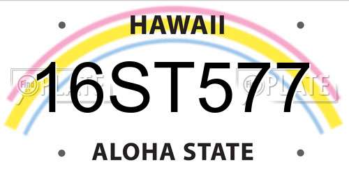 16ST577 Hawaii License Plate