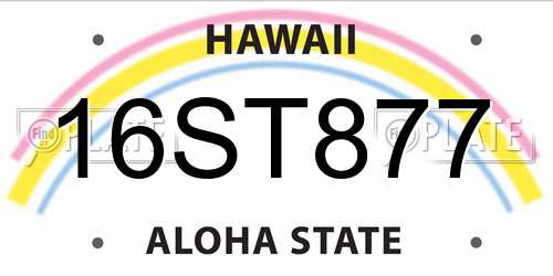 16ST877 Hawaii License Plate