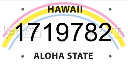 1719782 Hawaii License Plate