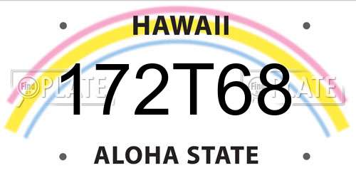172T68 Hawaii License Plate