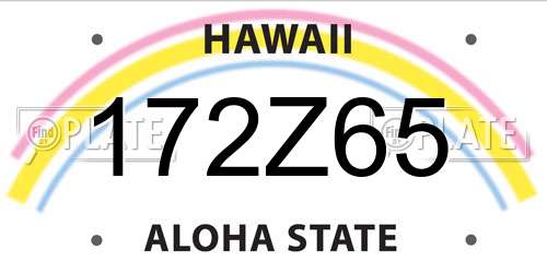 172Z65 Hawaii License Plate
