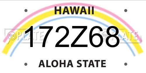 172Z68 Hawaii License Plate