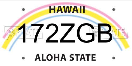 172ZGB Hawaii License Plate