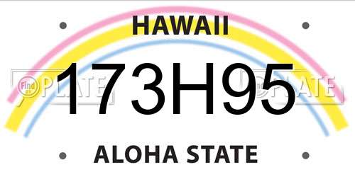 173H95 Hawaii License Plate