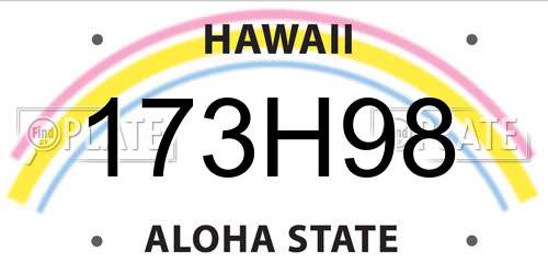 173H98 Hawaii License Plate