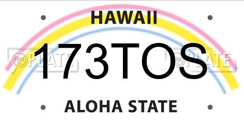 173TOS Hawaii License Plate