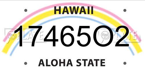 17465O2 Hawaii License Plate