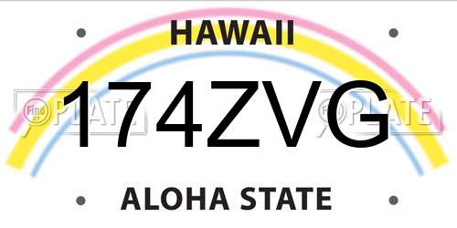 174ZVG Hawaii License Plate