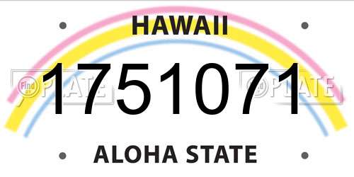 1751071 Hawaii License Plate