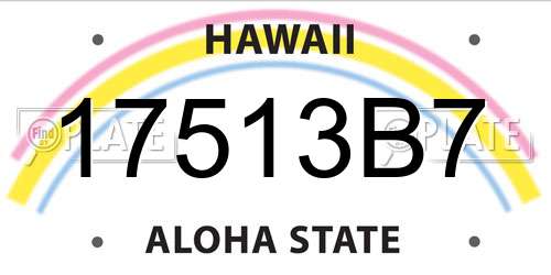 17513B7 Hawaii License Plate