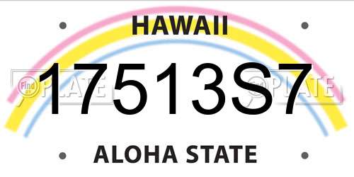 17513S7 Hawaii License Plate