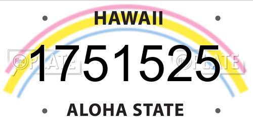 1751525 Hawaii License Plate