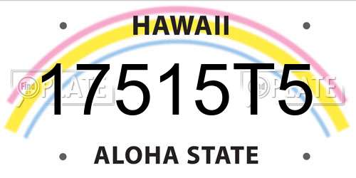 17515T5 Hawaii License Plate