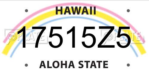 17515Z5 Hawaii License Plate