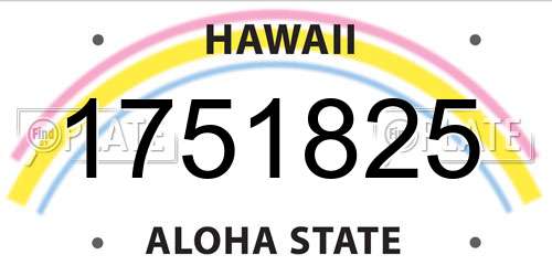 1751825 Hawaii License Plate