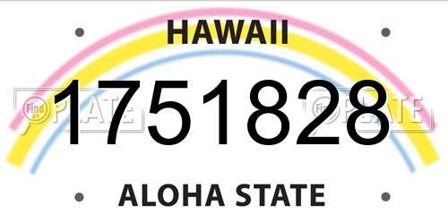 1751828 Hawaii License Plate