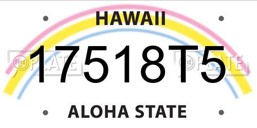 17518T5 Hawaii License Plate
