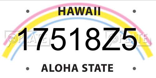 17518Z5 Hawaii License Plate