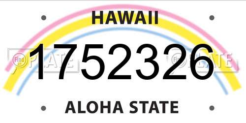 1752326 Hawaii License Plate