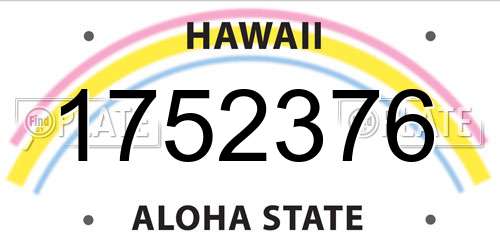 1752376 Hawaii License Plate