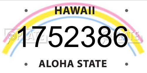 1752386 Hawaii License Plate