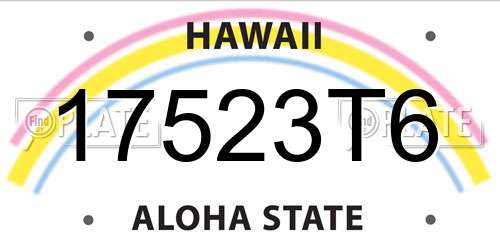 17523T6 Hawaii License Plate