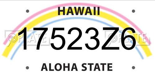 17523Z6 Hawaii License Plate