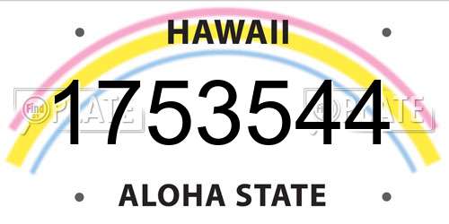 1753544 Hawaii License Plate