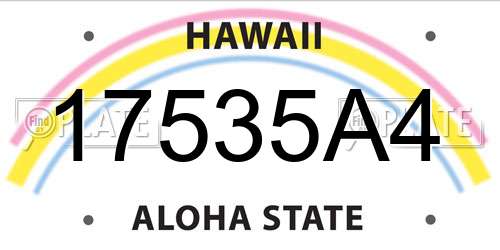 17535A4 Hawaii License Plate