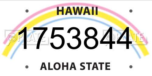 1753844 Hawaii License Plate
