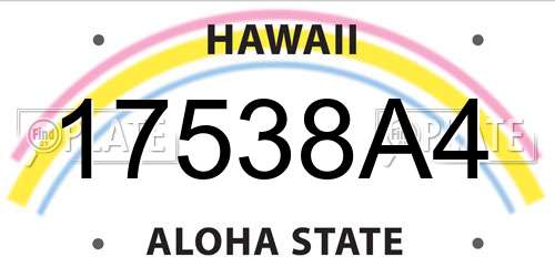 17538A4 Hawaii License Plate